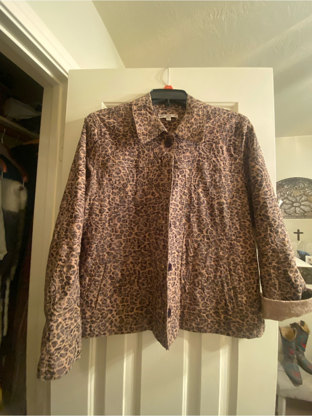 Leopard Print Button-Front  Jacket